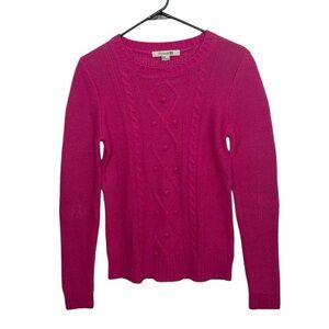 FOREVER 21  HOT PINK CABLE KNIT WOOL BLEND LONG SWEATER MEDIUM